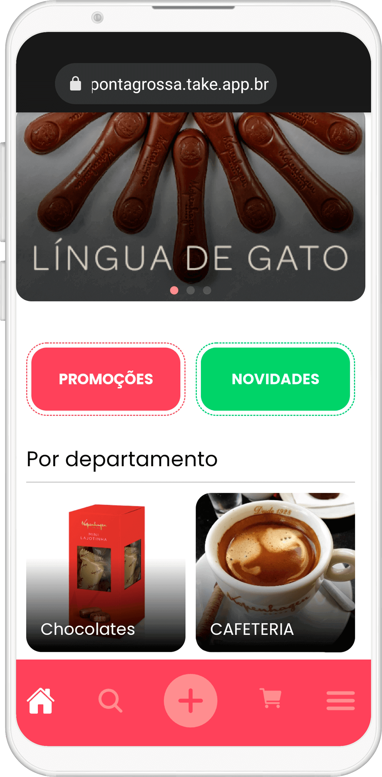 Mockup da gestão do sistema Take Gestão de pedidos online